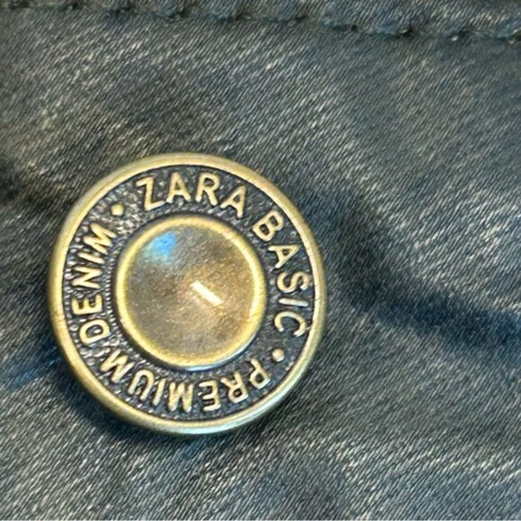 Zara Z1975 Snakeskin Printed Denim Jeans Pants Waxed Finish Sz 6 38 - Picture 8 of 15